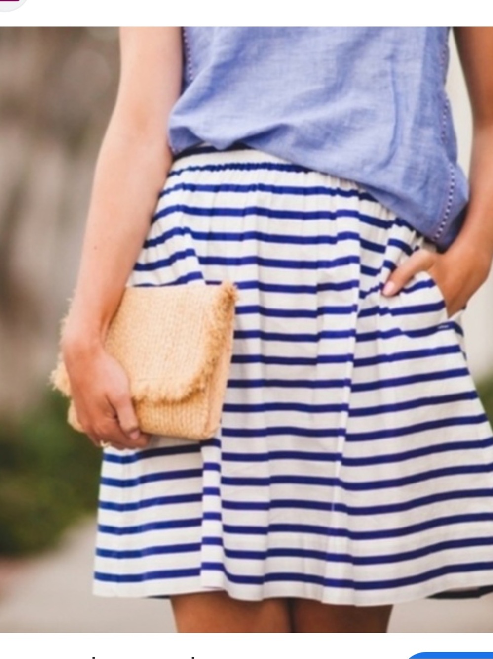 NWOT J.Crew Cotton Blue White Striped Mini Pull On Skirt Preppy Tennis Coastal 8